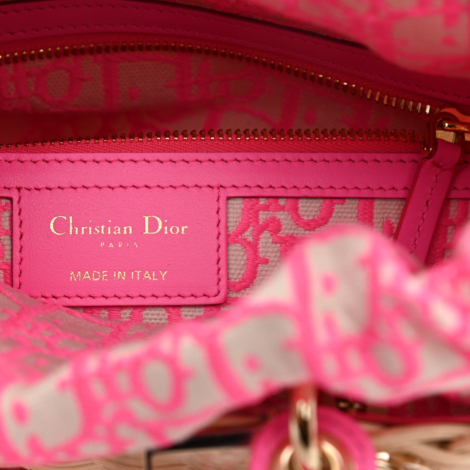 Christian Dior Wicker Oblique Medium Lady Dior Bag Fluorescent Pink 6 of 12