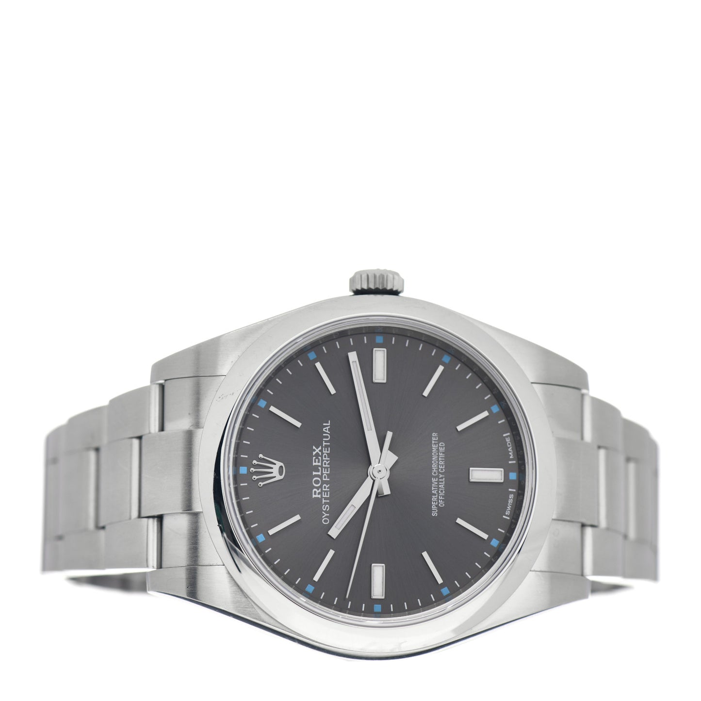 Stainless Steel 39mm Oyster Perpetual Watch Rhodium 114300