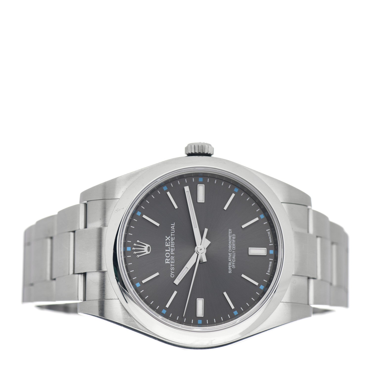 Rolex Stainless Steel 39mm Oyster Perpetual Watch Rhodium 114300 2 of 5