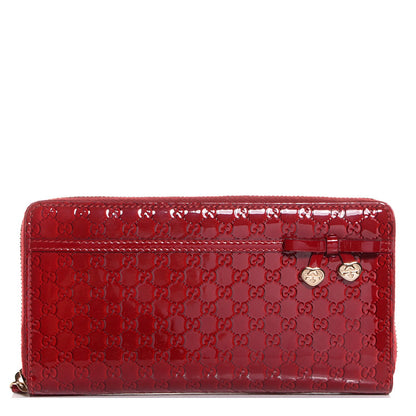 Gucci Patent Microguccissima Bow Heart Zip Around Wallet Red 1 of 7