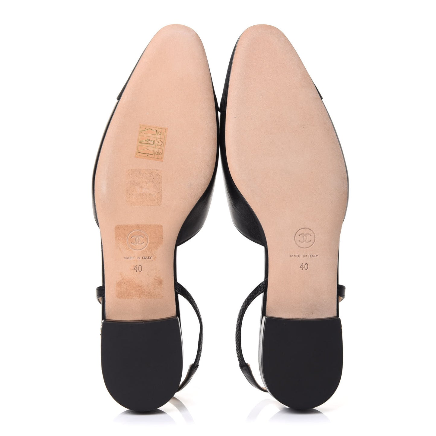 Goatskin Grosgrain Cap Toe CC Slingback Sandals 40 Black
