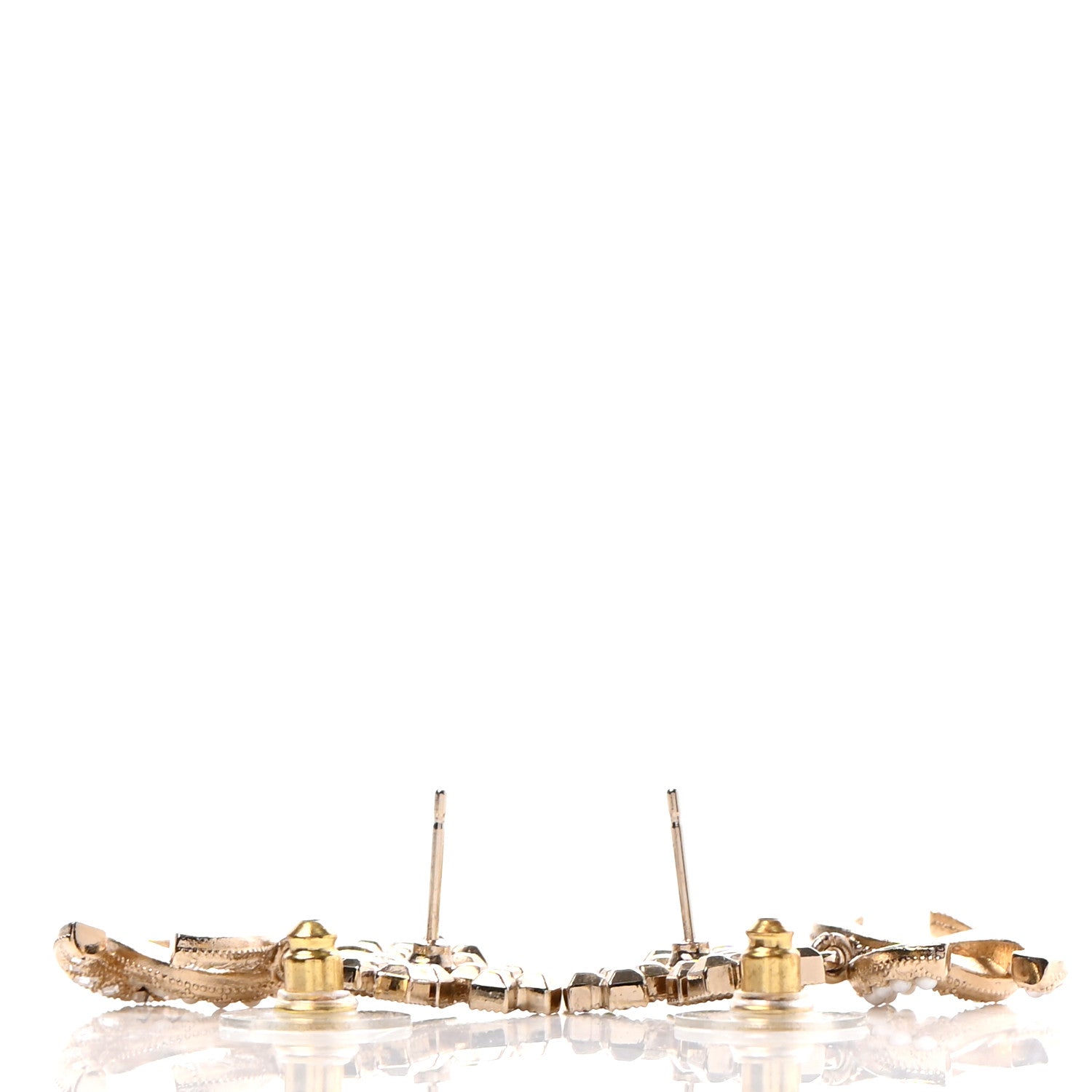 Chanel Crystal CC Crown Drop Earrings Gold 3 of 4