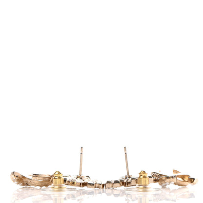 Chanel Crystal CC Crown Drop Earrings Gold 3 of 4
