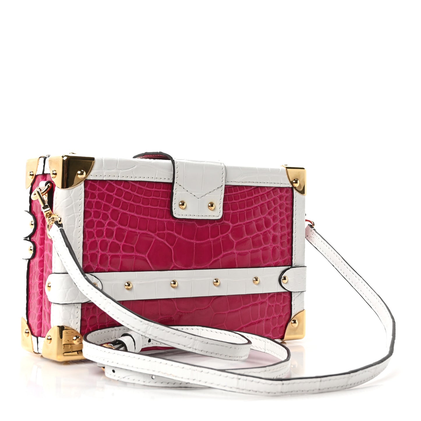 Alligator Petite Malle Pink White
