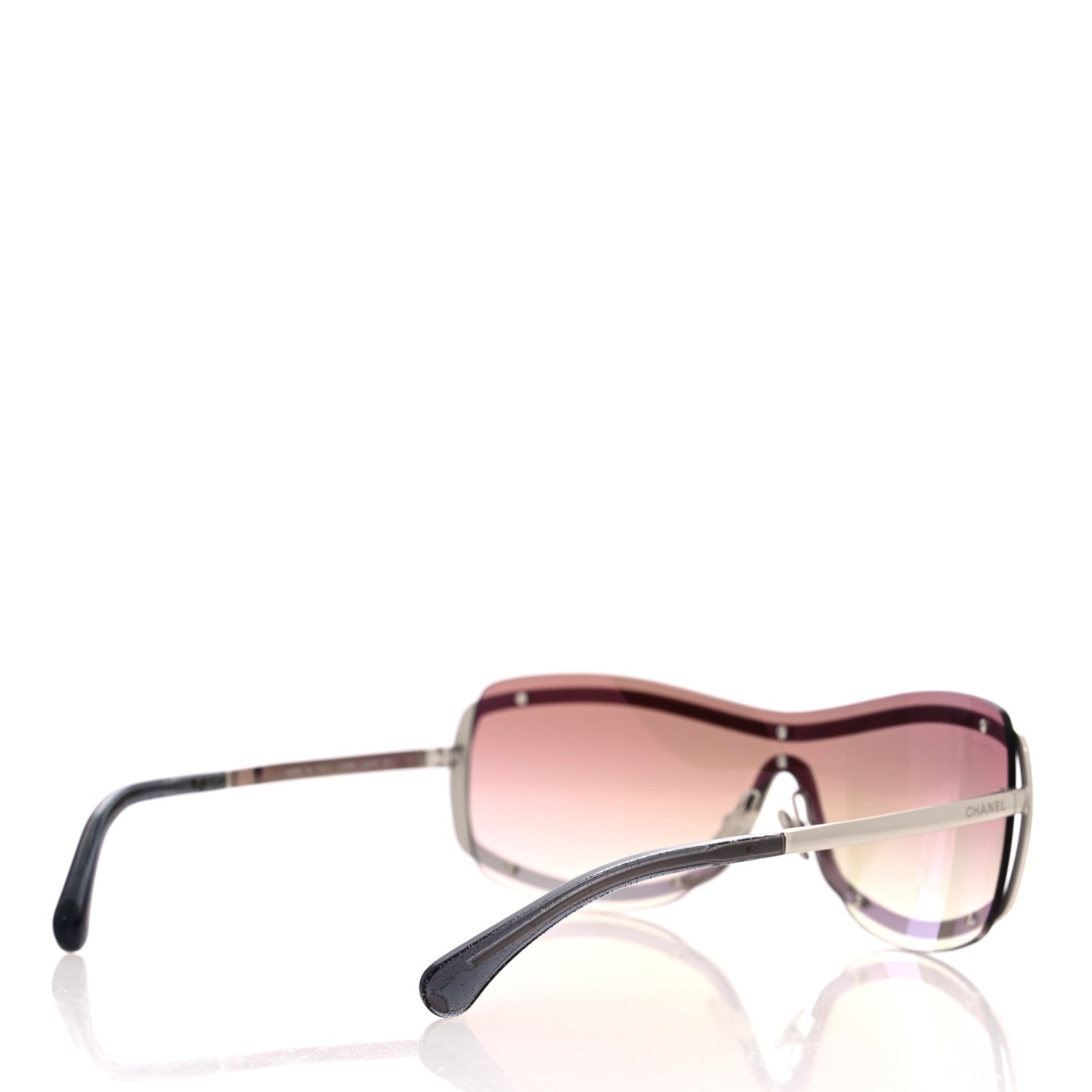 Chanel Nylon Crystal Mirrored CC Shield Sunglasses 9563-B Pink 4 of 7