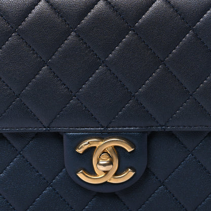 Chanel Iridescent Lambskin Quilted Chic Pearls Flap Navy Blue 8 of 10