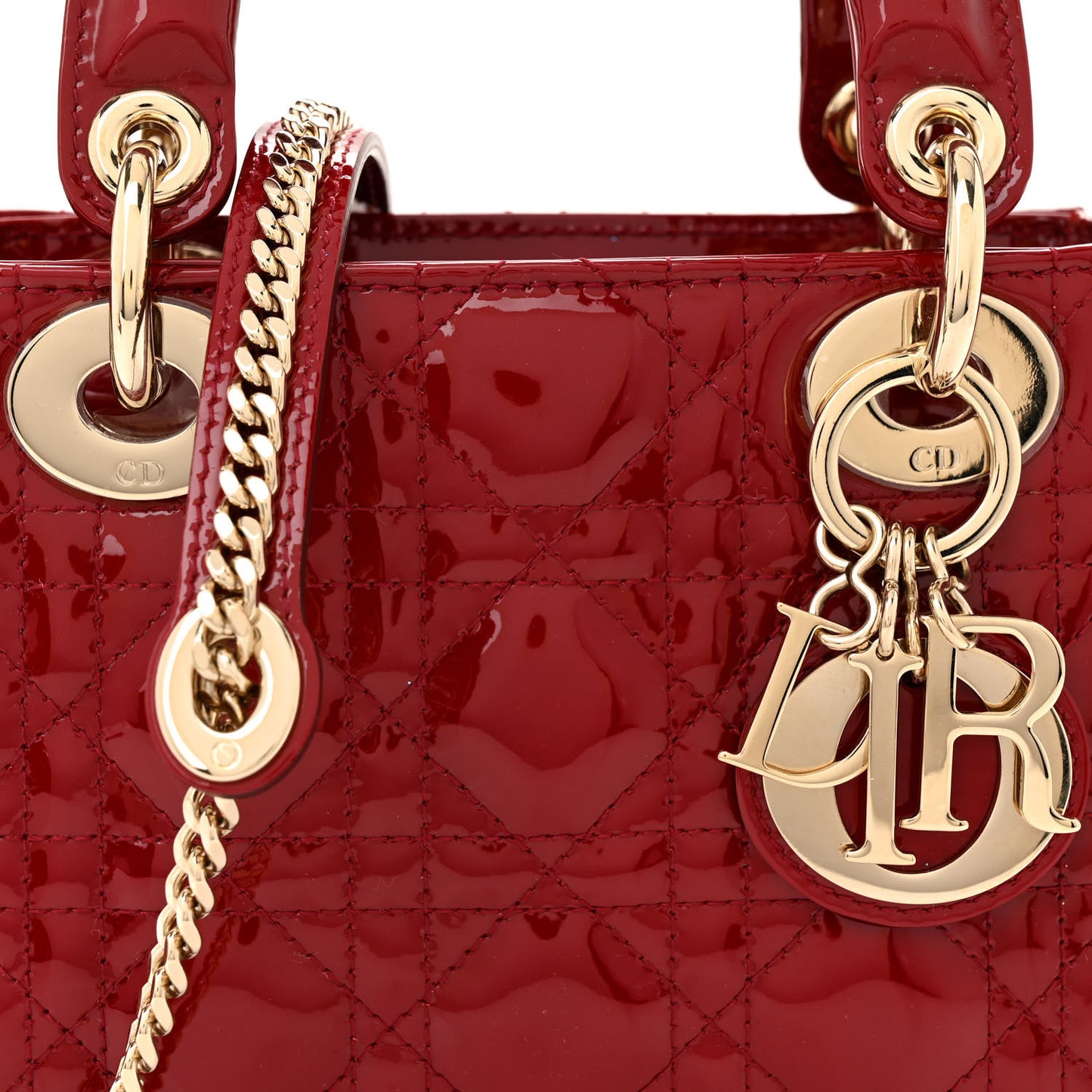 Patent Cannage Mini Lady Dior Red