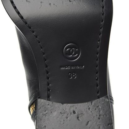 Chanel Calfskin Quilted CC Boots 38 Black 6 of 9