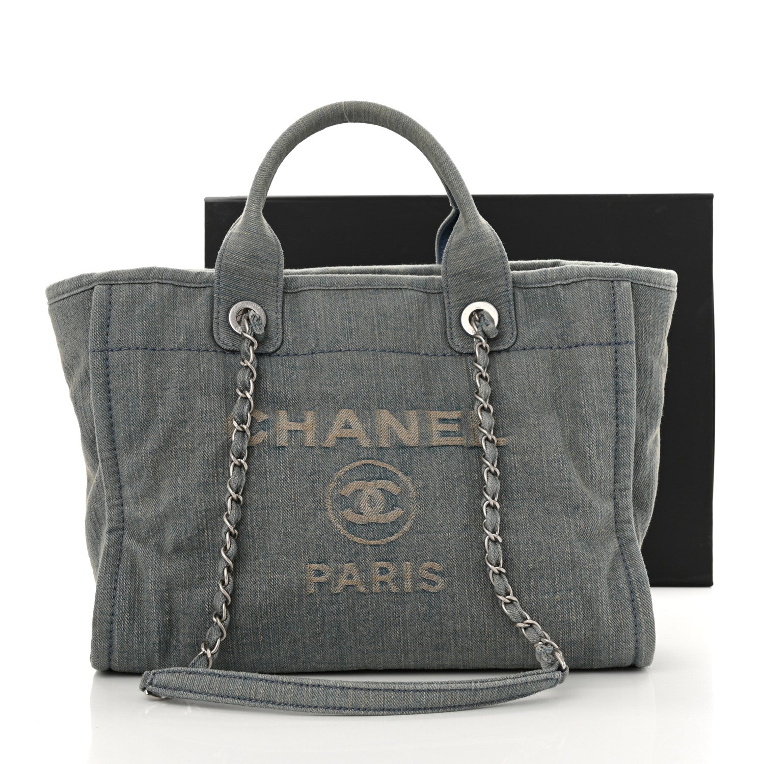 Chanel Denim Small Deauville Tote Light Blue 12 of 12