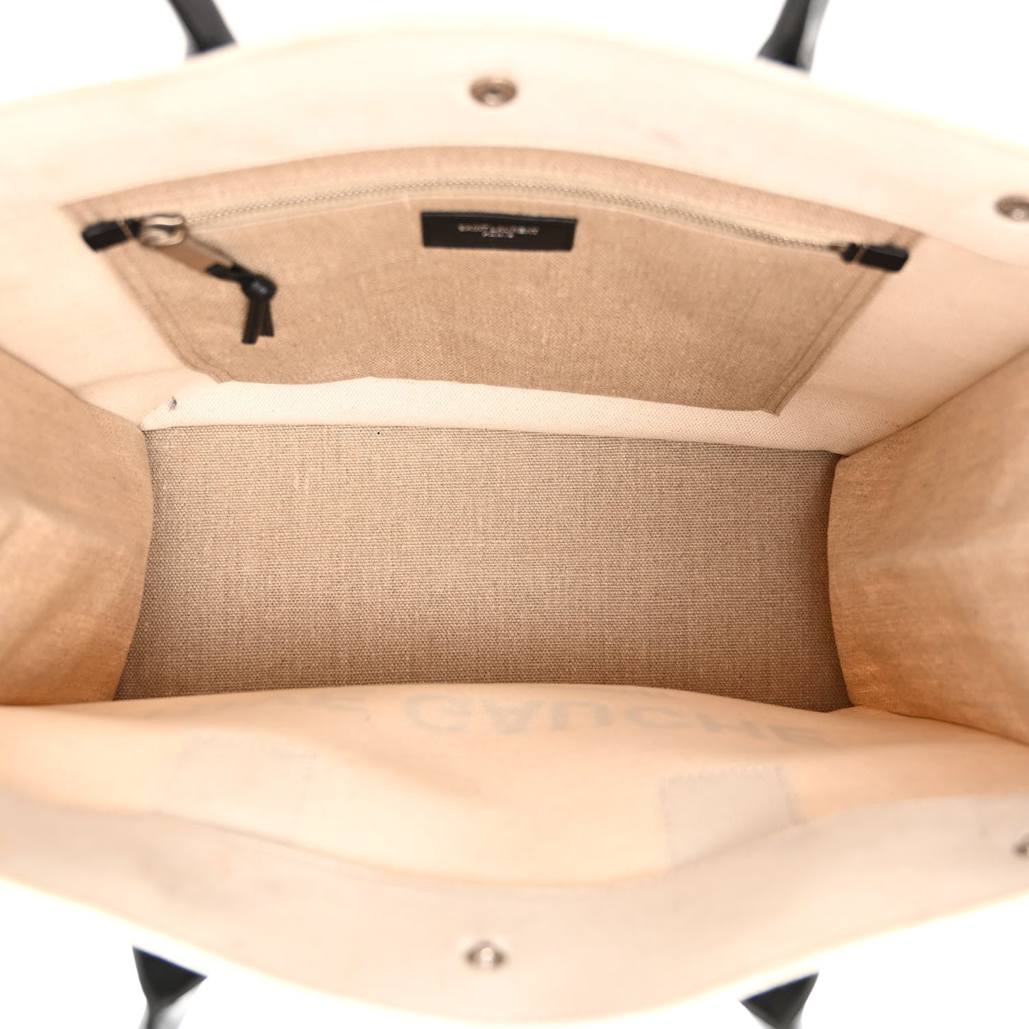 Saint Laurent Linen Calfskin Small Rive Gauche Tote Greggio Natural 5 of 11