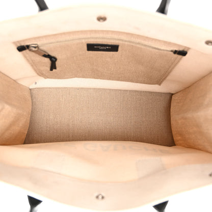 Saint Laurent Linen Calfskin Small Rive Gauche Tote Greggio Natural 5 of 11