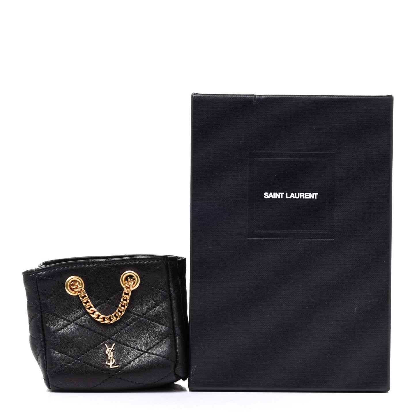 Lambskin Quilted Baby Bucket Bag Black