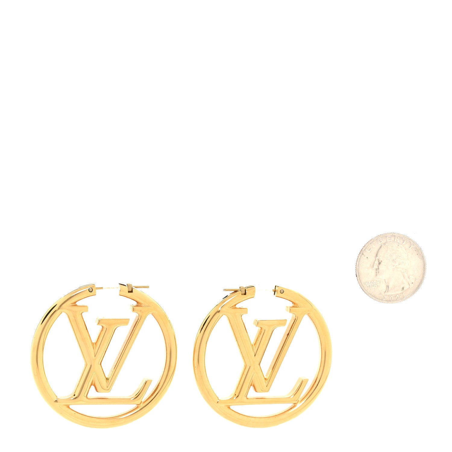 Louis Vuitton Metal Louise Hoop Earrings Gold 2 of 5