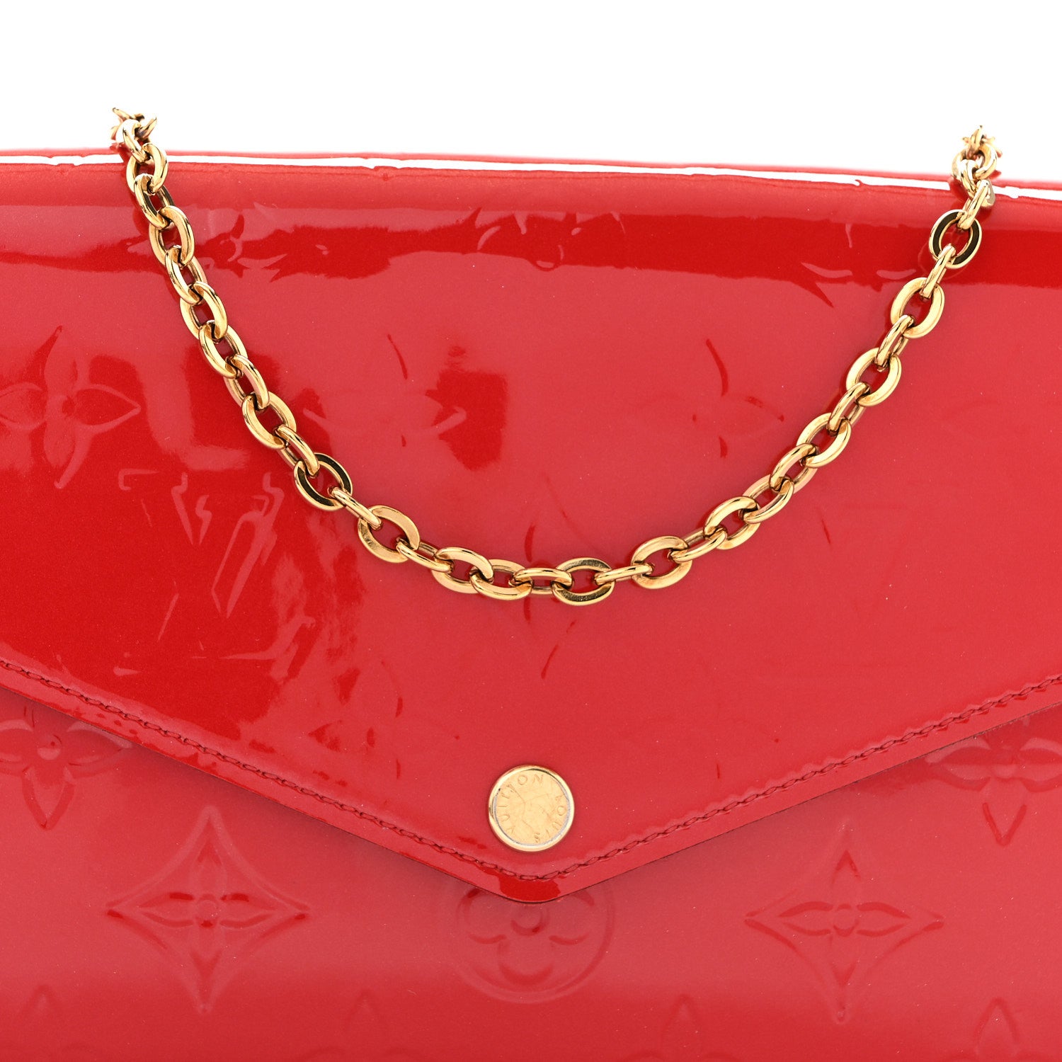 Louis Vuitton Vernis Felicie Pochette Chain Wallet Cherry 9 of 13