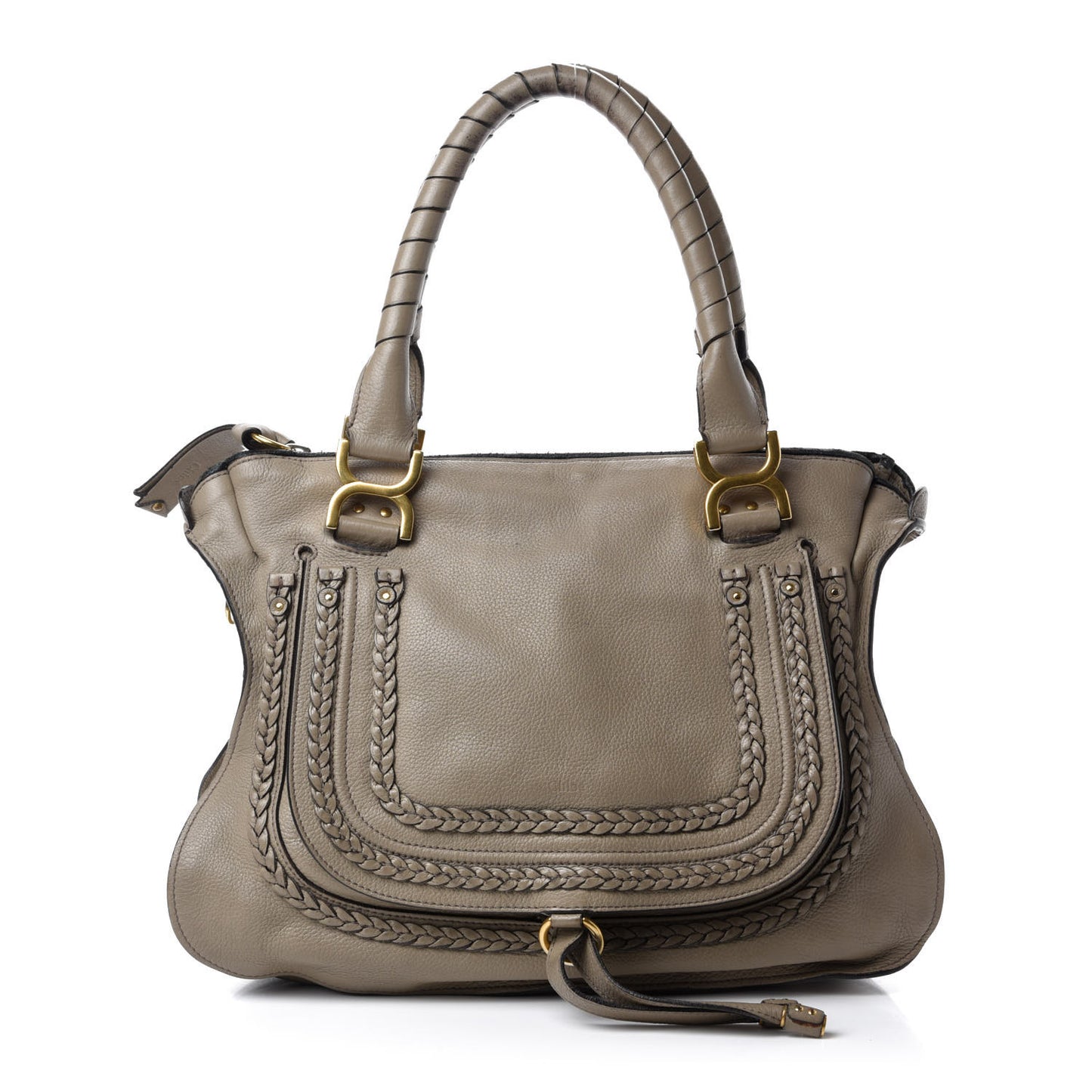 Calfskin Braided Medium Marcie Satchel Motty Grey
