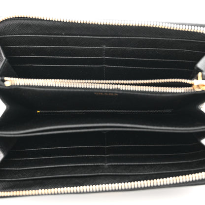 Prada Saffiano Metal Zip Around Wallet Black 5 of 16