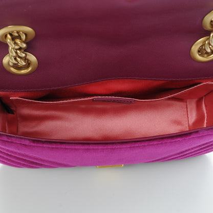 Gucci Velvet Matelasse Mini GG Marmont Shoulder Bag Fuchsia Violet Cyclamen 5 of 7