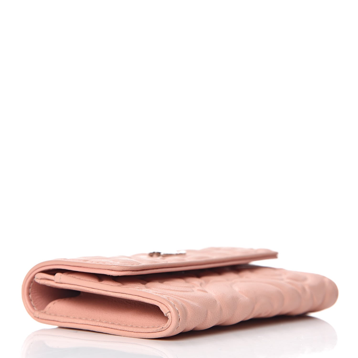 Chanel Goatskin Camellia Embossed Card Holder Wallet Light Pink 4 of 9