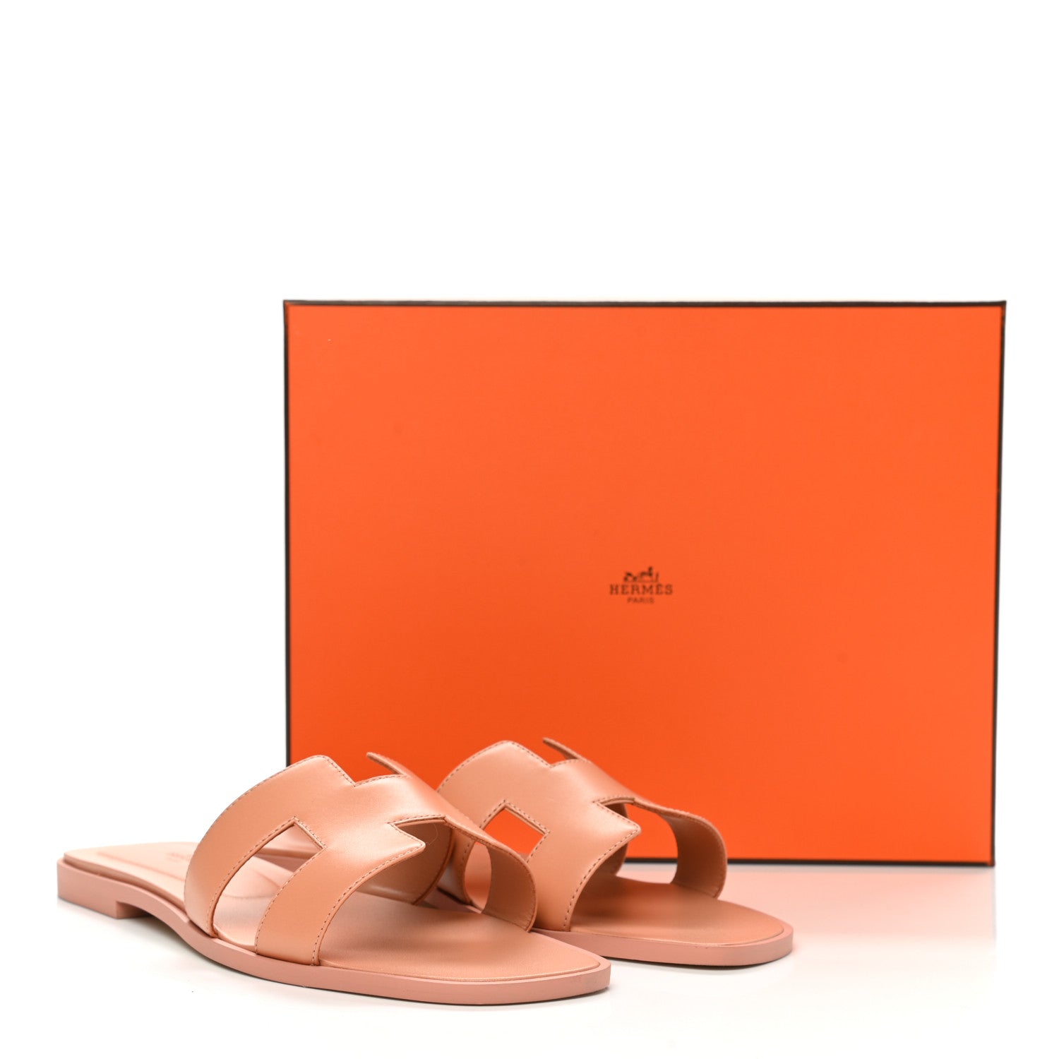 Hermes Box Calfskin Oran Sandals 40 Granit Rose 9 of 9