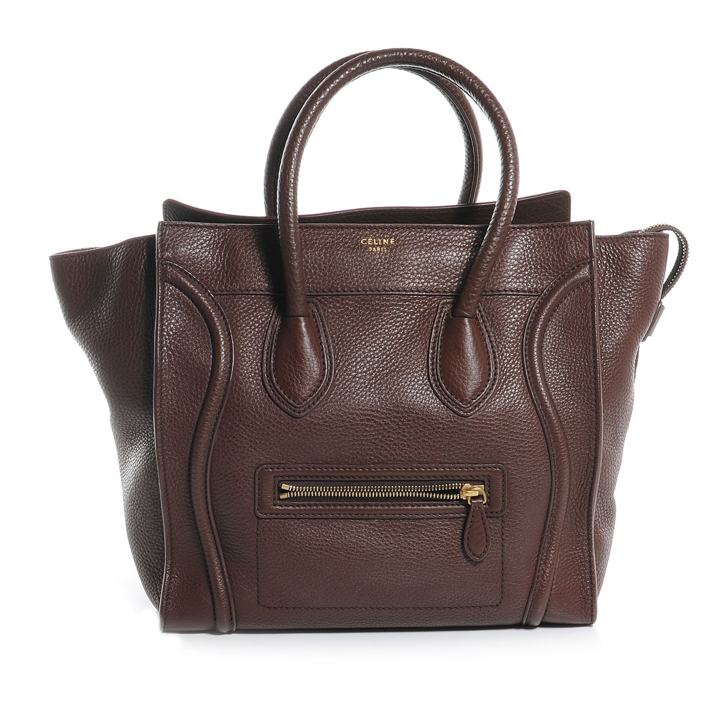 Pebbled Leather Mini Luggage Chocolate
