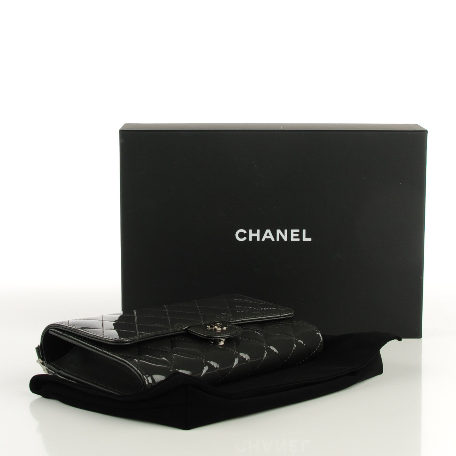 Chanel Patent Quilted Wallet On Removable Chain Dark Grey 4 of 8