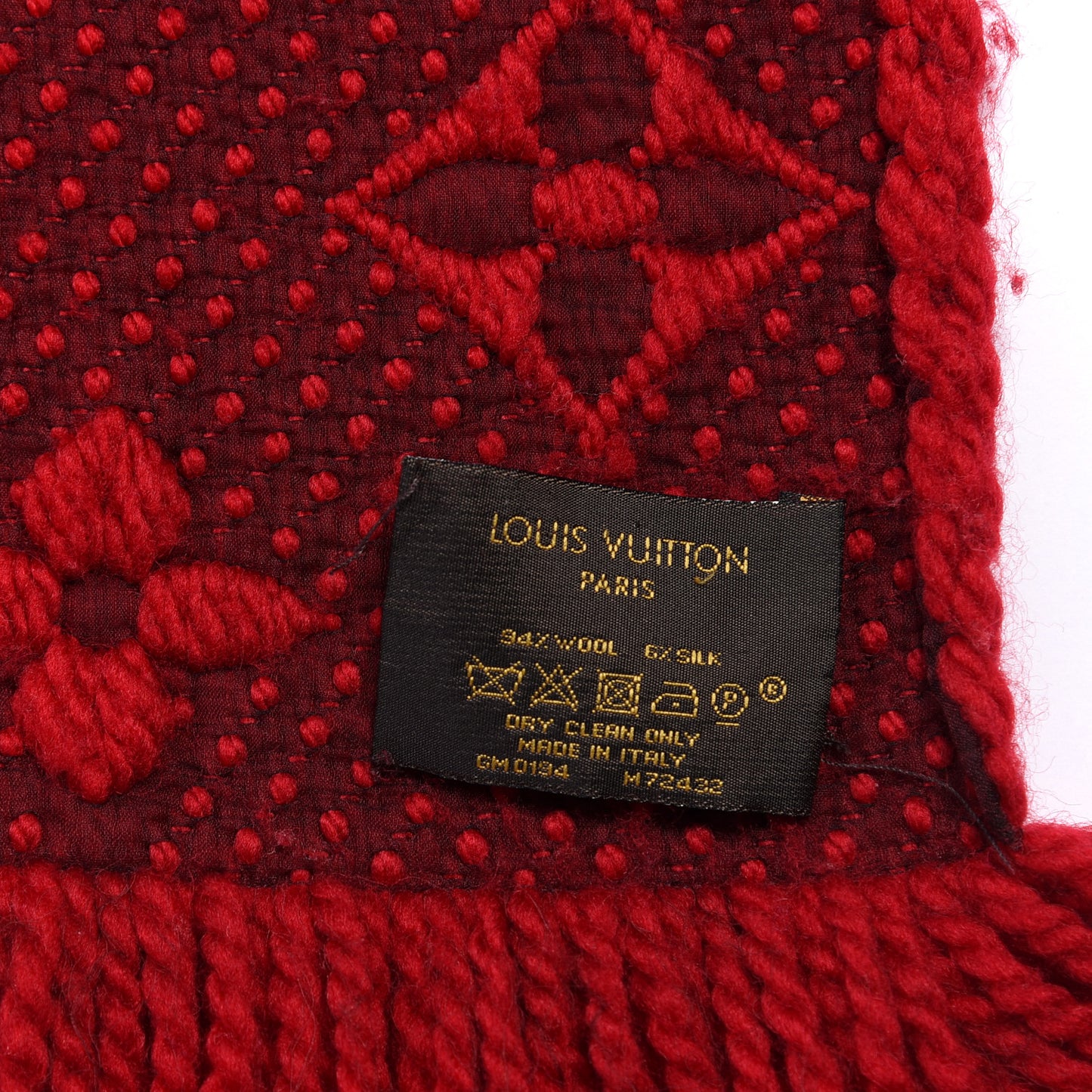 Wool Silk Logomania Scarf Rubis