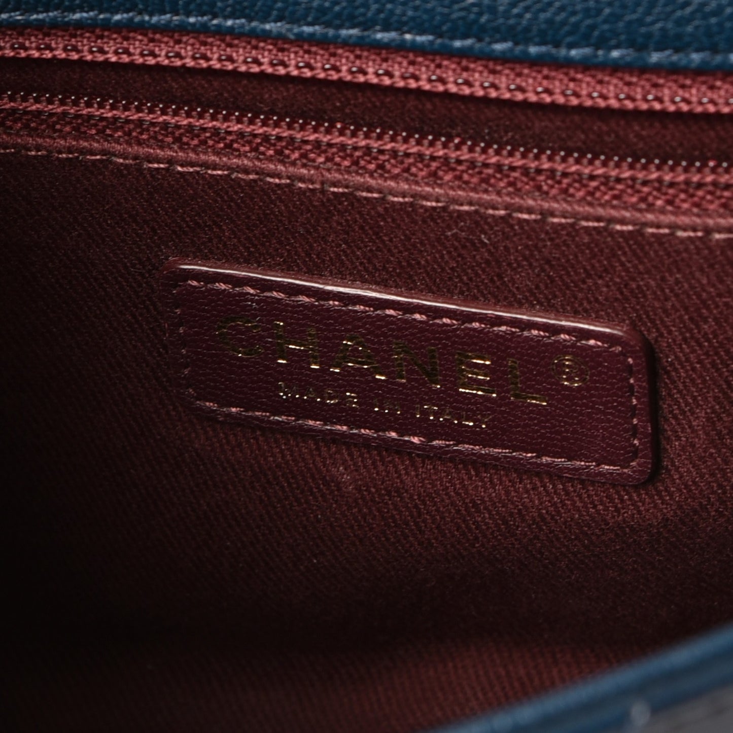 Patent Goatskin Quilted Medium CC Eyelet Flap Blue