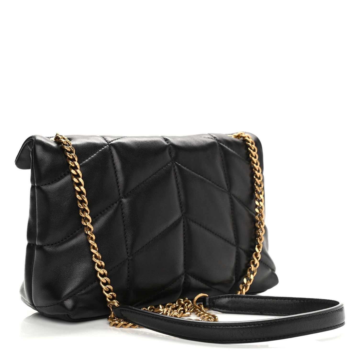 Saint Laurent Lambskin Quilted Toy Loulou Puffer Monogram Chain Satchel Black 3 of 11