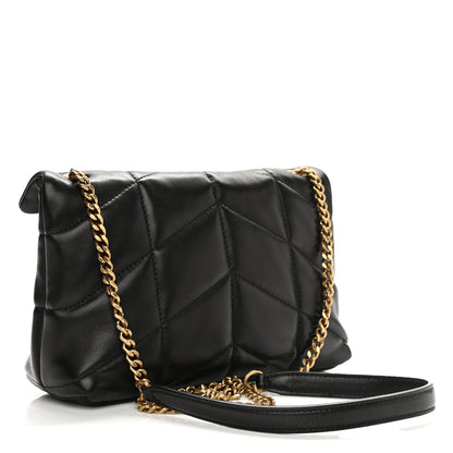 Saint Laurent Lambskin Quilted Toy Loulou Puffer Monogram Chain Satchel Black 3 of 11