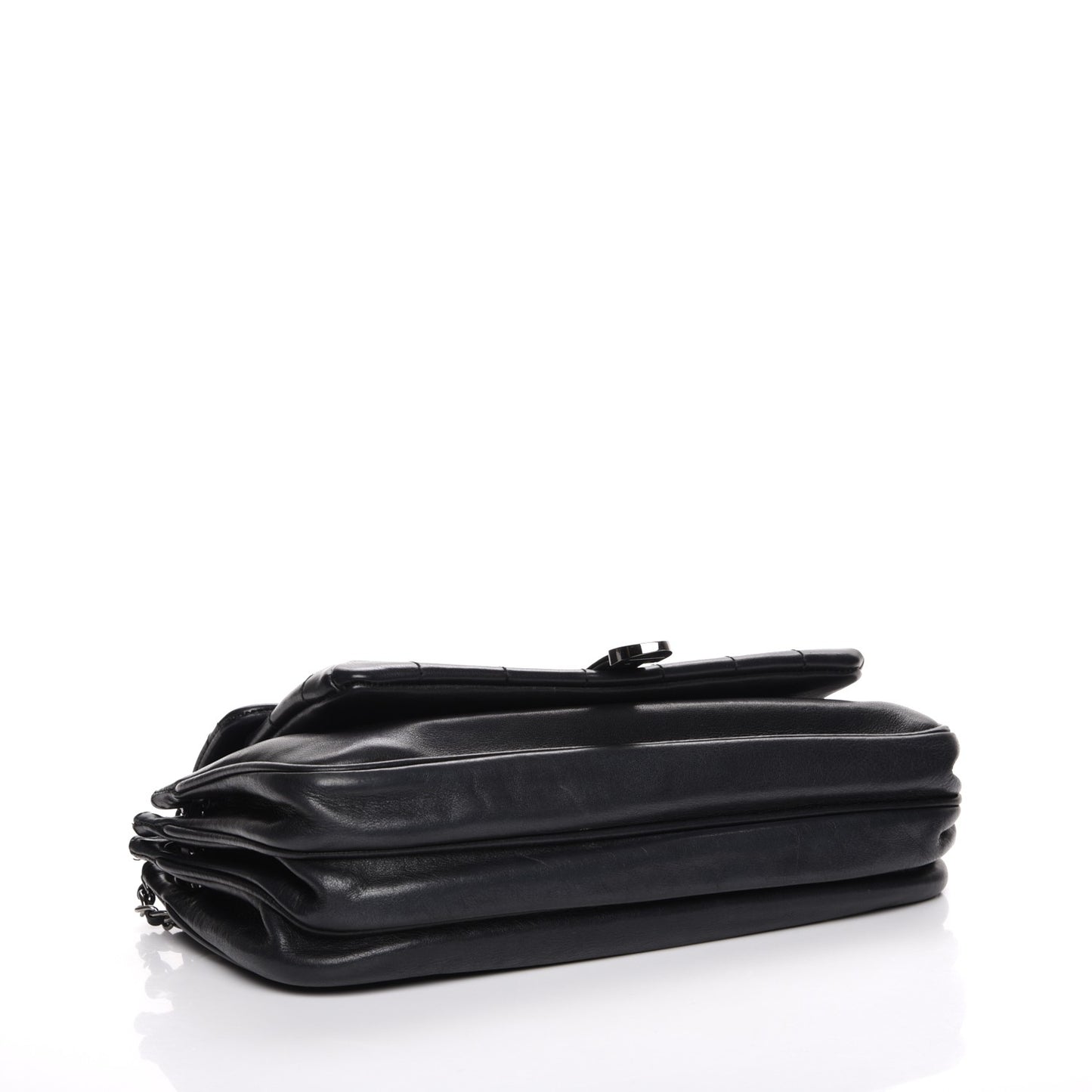 Lambskin Quilted Accordion Mademoiselle Flap Black