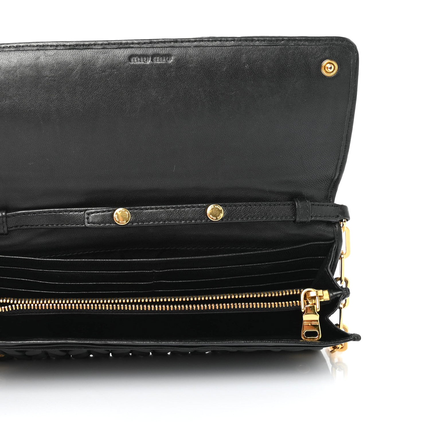 Miu Miu Nappa Matelasse Wallet On Chain Black 5 of 7