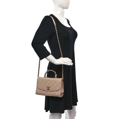 Chanel Crumpled Lambskin Quilted Small CC Links Top Handle Flap Beige 2 of 9