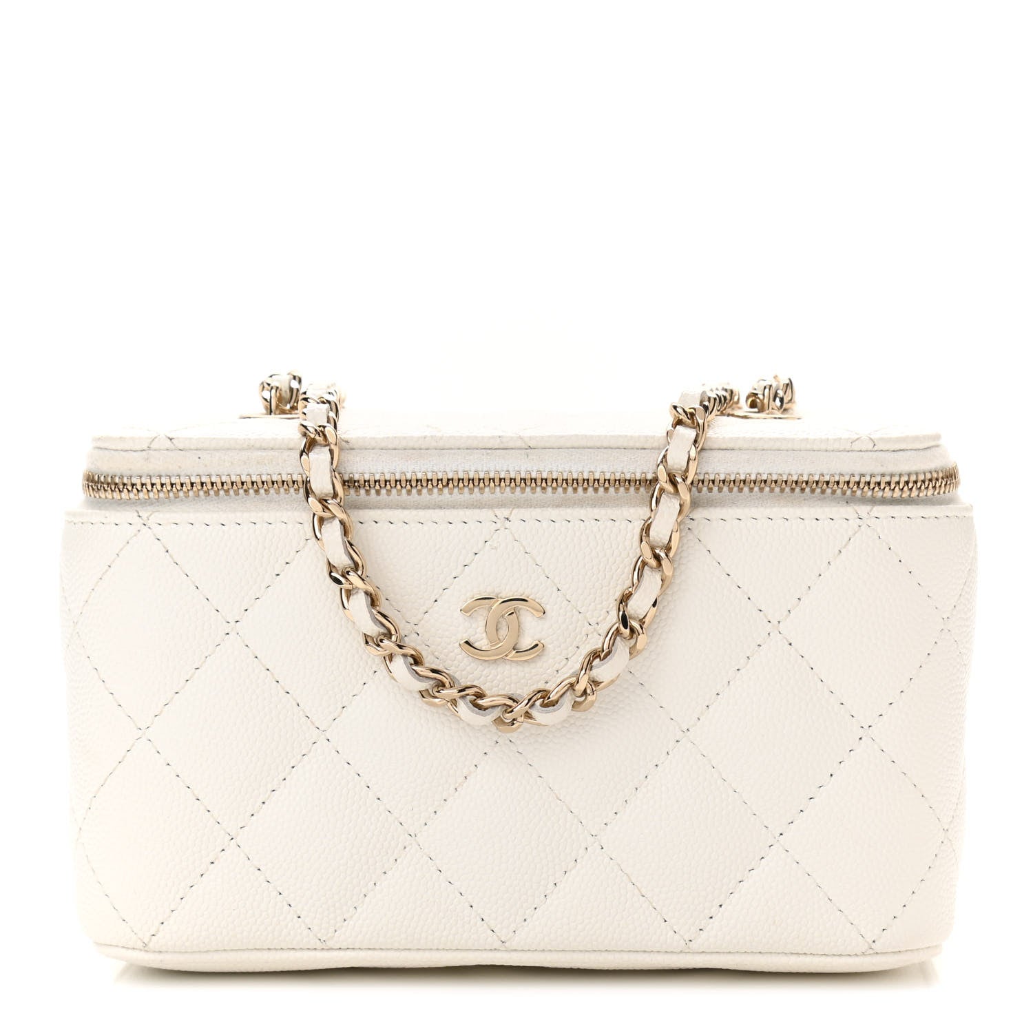 Chanel Caviar Quilted Small Vanity Case With Chain White 1 of 11