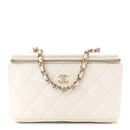 Chanel Caviar Quilted Small Vanity Case With Chain White 1 of 11