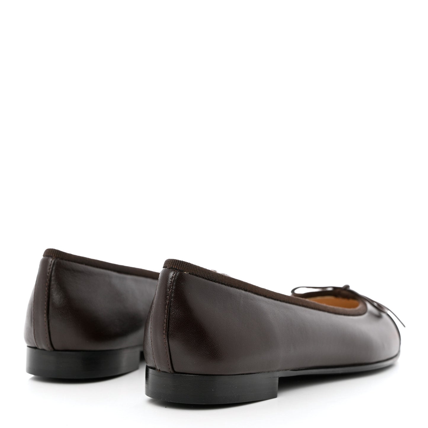 Lambskin Cap Toe CC Ballerina Flats 35.5 Brown Black