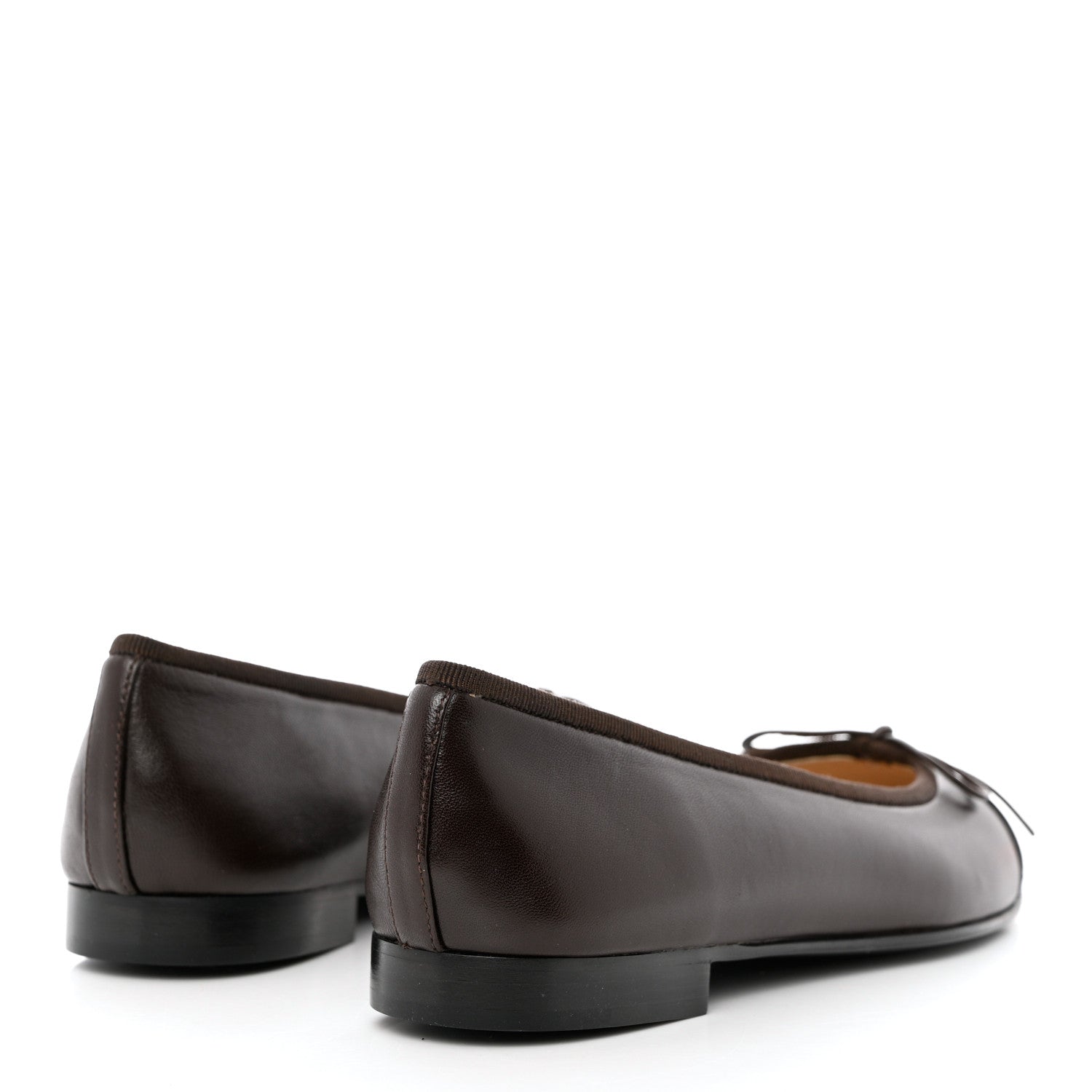 Chanel Lambskin Cap Toe CC Ballerina Flats 35.5 Brown Black 4 of 9