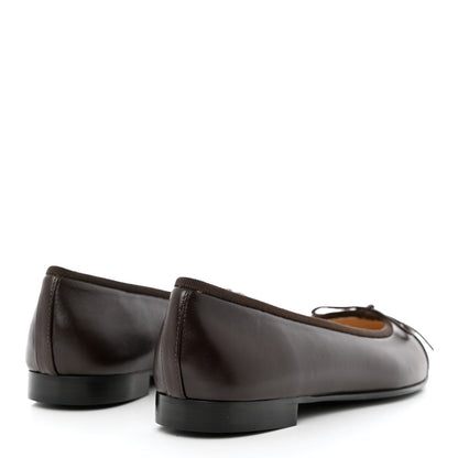 Chanel Lambskin Cap Toe CC Ballerina Flats 35.5 Brown Black 4 of 9