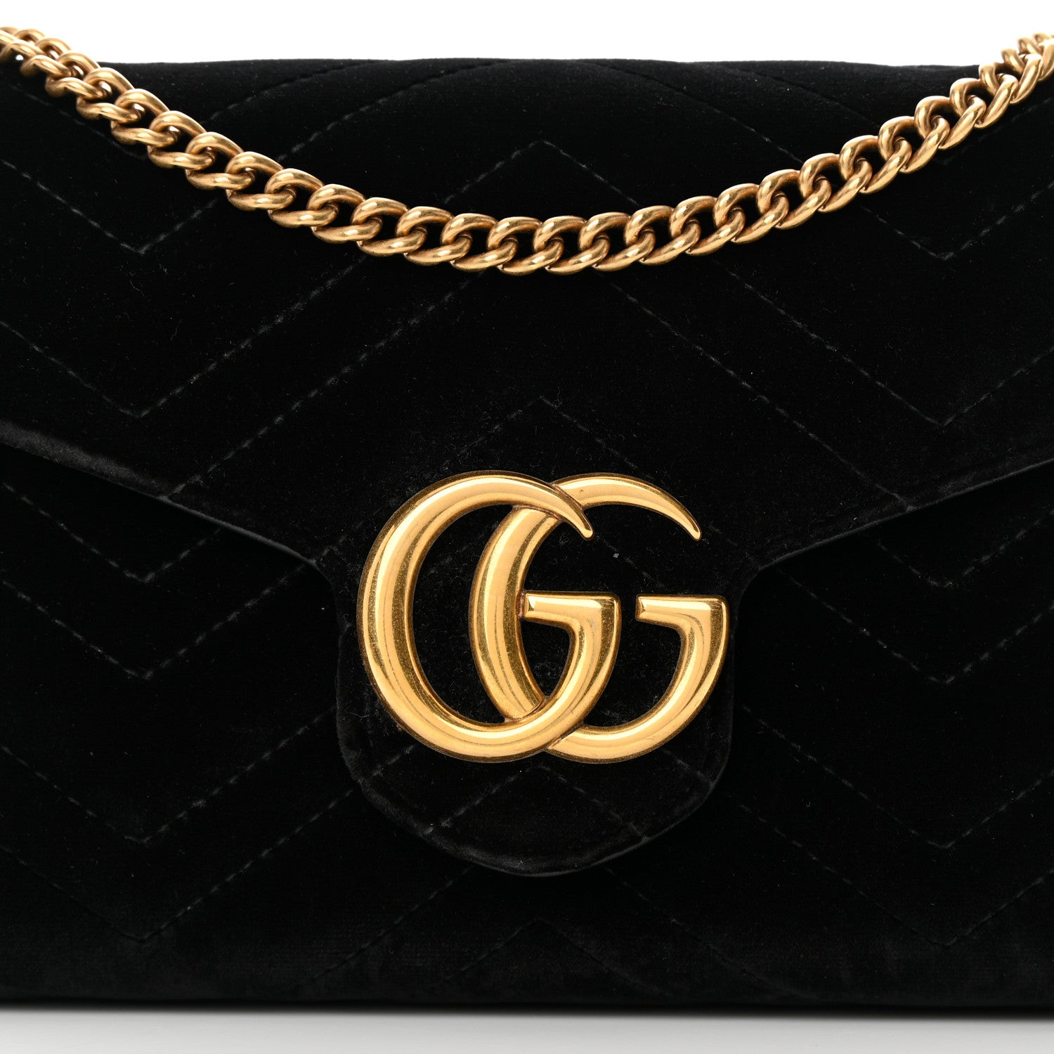 Gucci Velvet Matelasse GG Marmont Chain Wallet Black 8 of 18