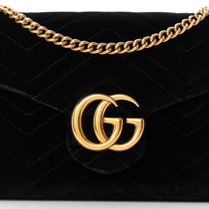 Gucci Velvet Matelasse GG Marmont Chain Wallet Black 8 of 18