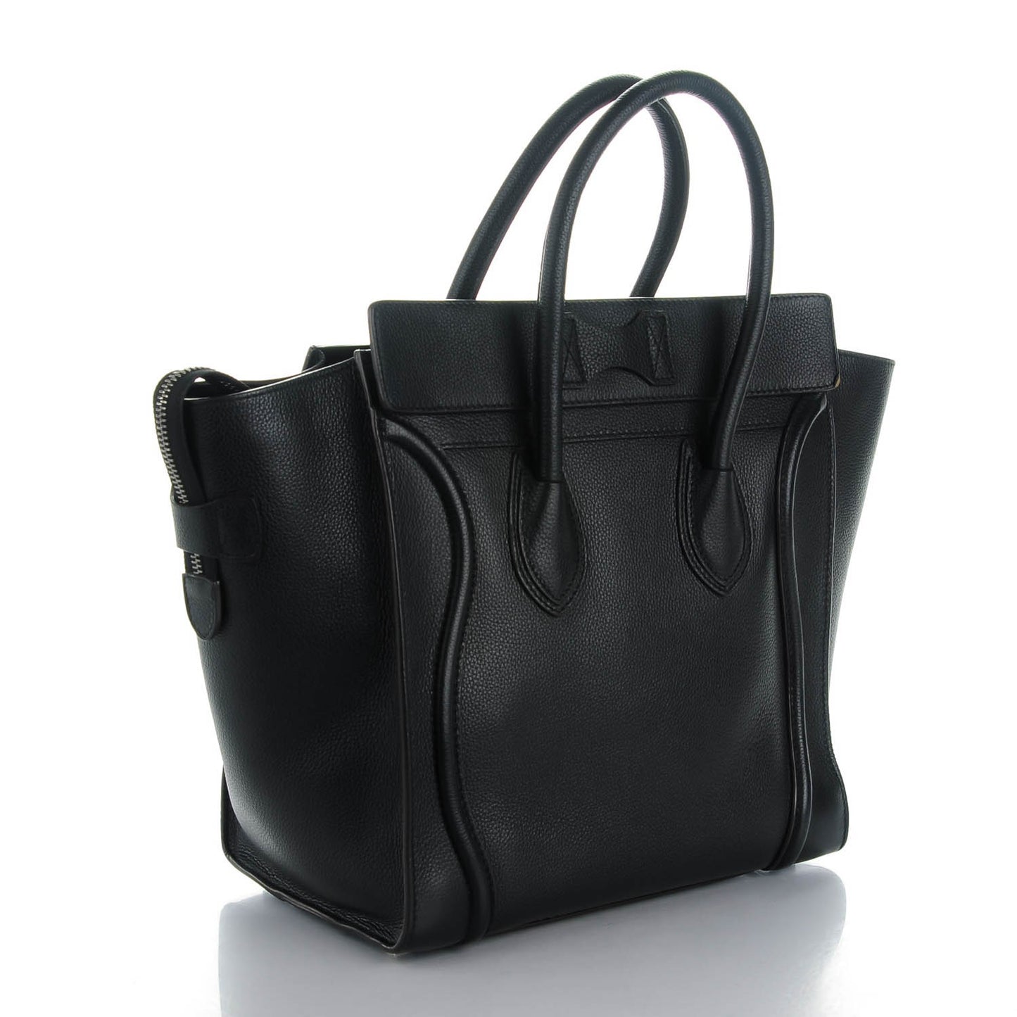 Drummed Calfskin Mini Luggage Black