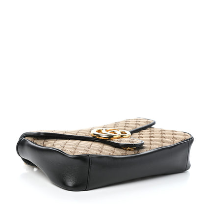 Gucci Monogram Azalea Calfskin Matelasse Diagonal Medium GG Marmont Shoulder Bag Beige Ebony Black 4 of 8