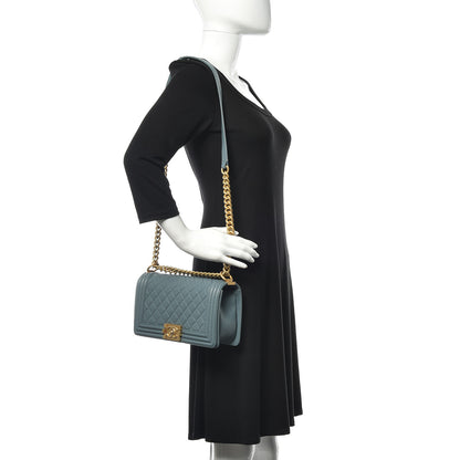 Chanel Caviar Quilted Medium Boy Flap Blue 2 of 11