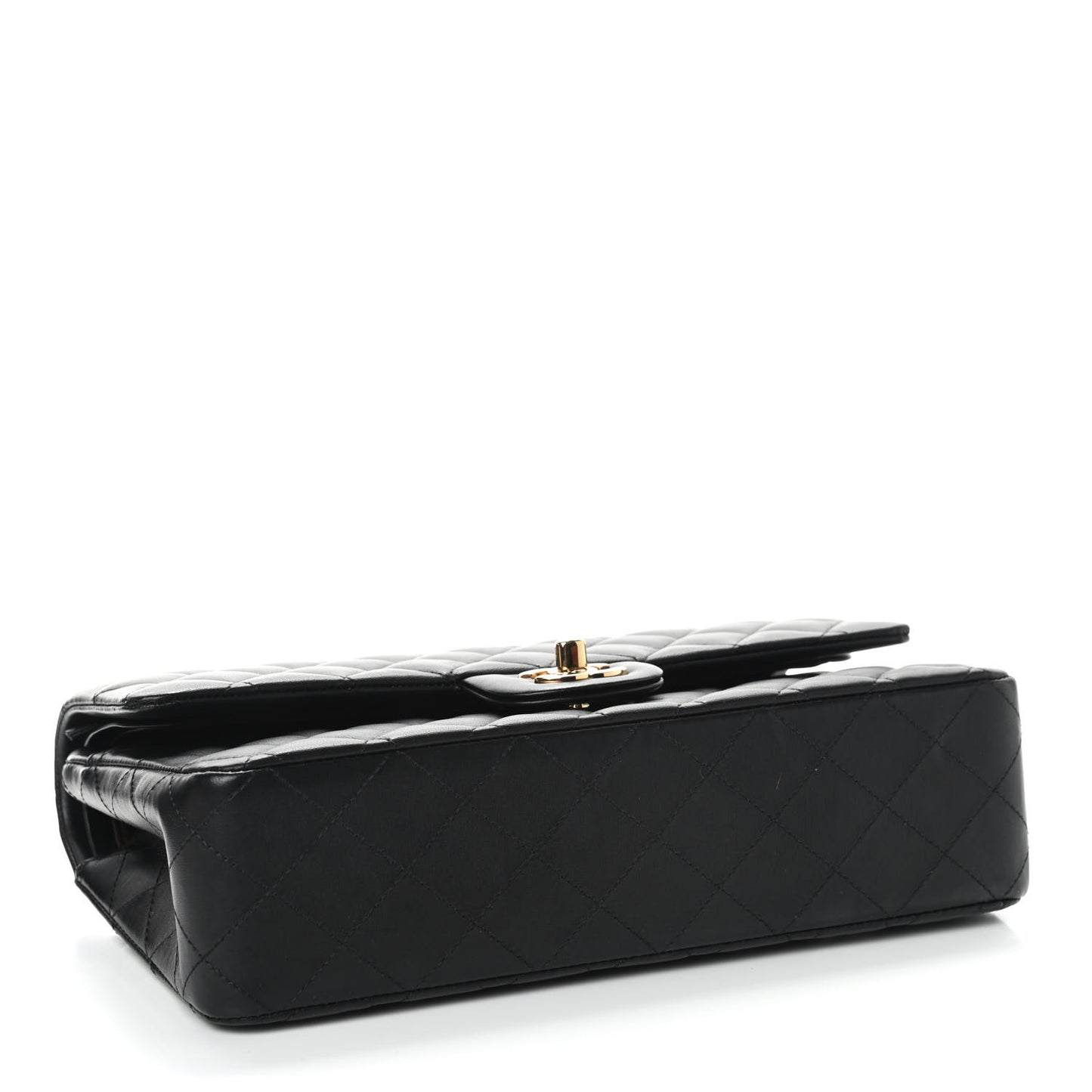 Lambskin Quilted Medium Double Flap Black