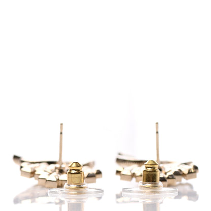 Chanel Crystal CC Crown Drop Earrings Gold 3 of 4