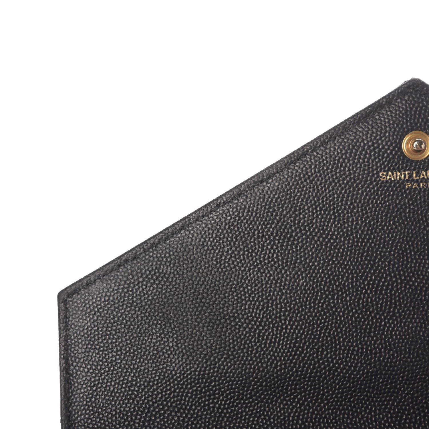 Saint Laurent Grain De Poudre Matelasse Chevron Monogram Chain Wallet Black 8 of 18