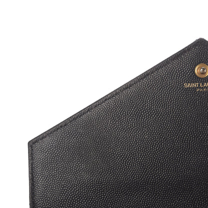 Saint Laurent Grain De Poudre Matelasse Chevron Monogram Chain Wallet Black 8 of 18