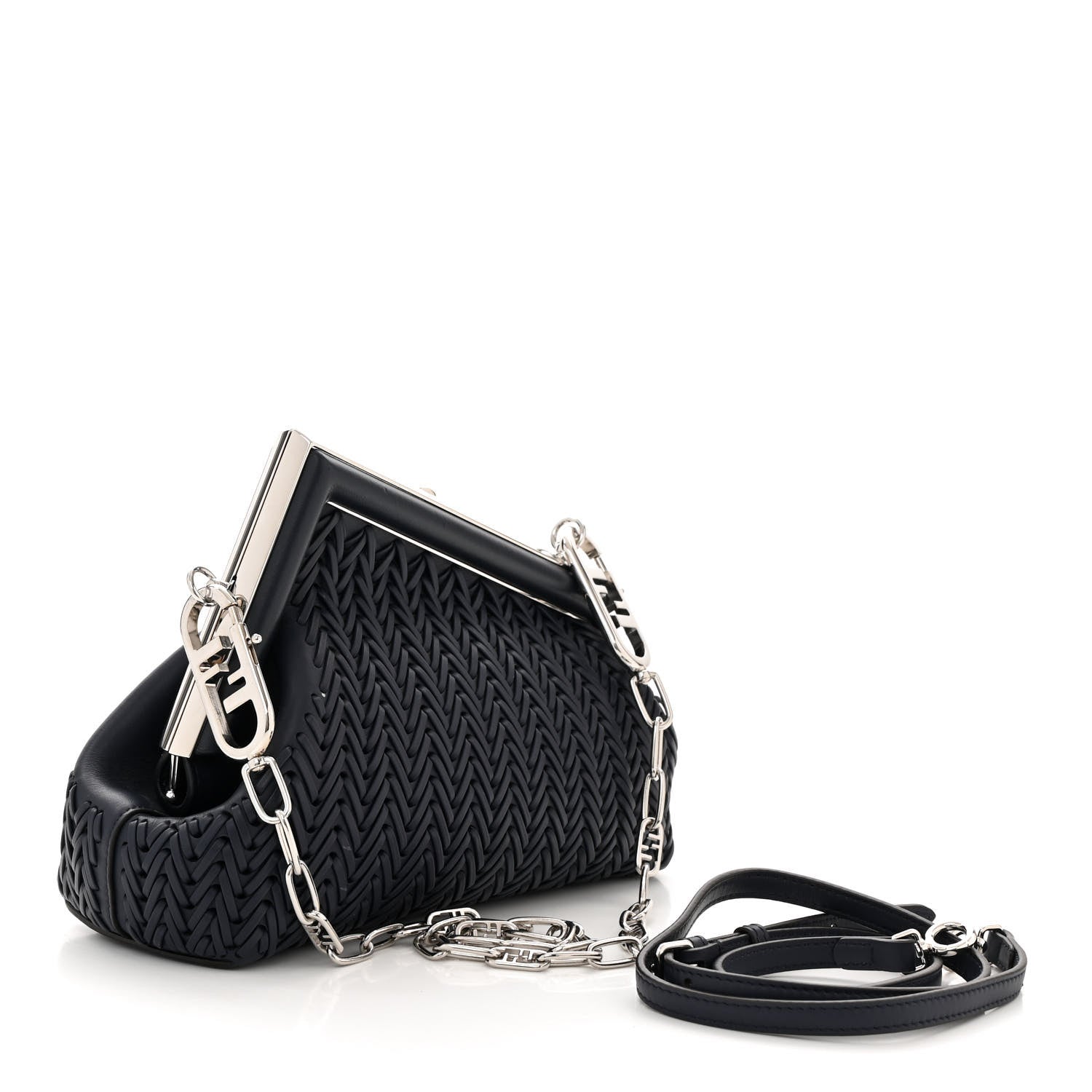 Fendi Vitello Grace Intreccio Nappa Small Fendi First Midnight 3 of 11