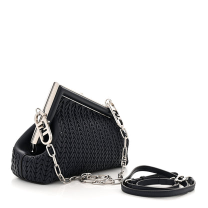 Fendi Vitello Grace Intreccio Nappa Small Fendi First Midnight 3 of 11