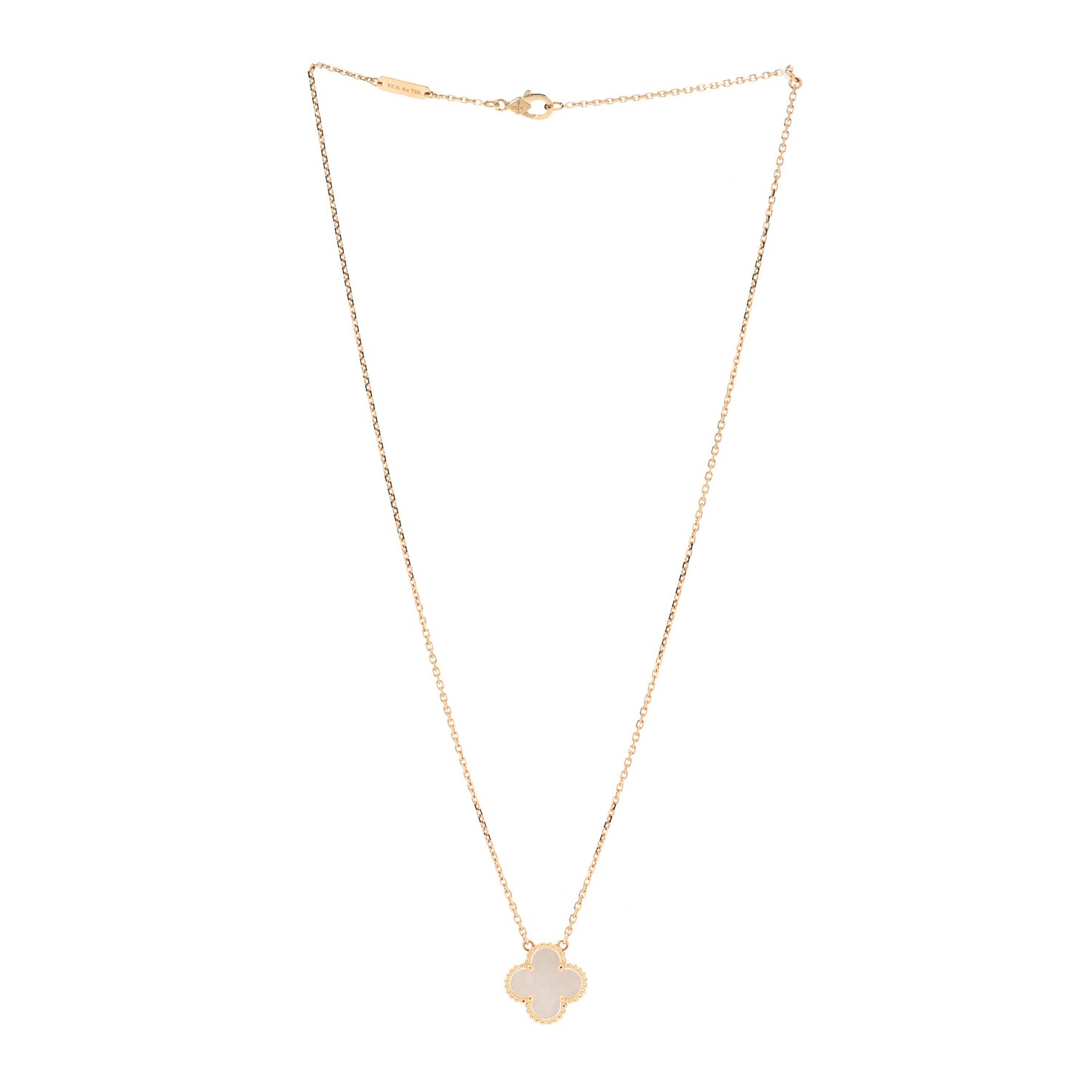 18K Yellow Gold Mother of Pearl Vintage Alhambra Pendant Necklace