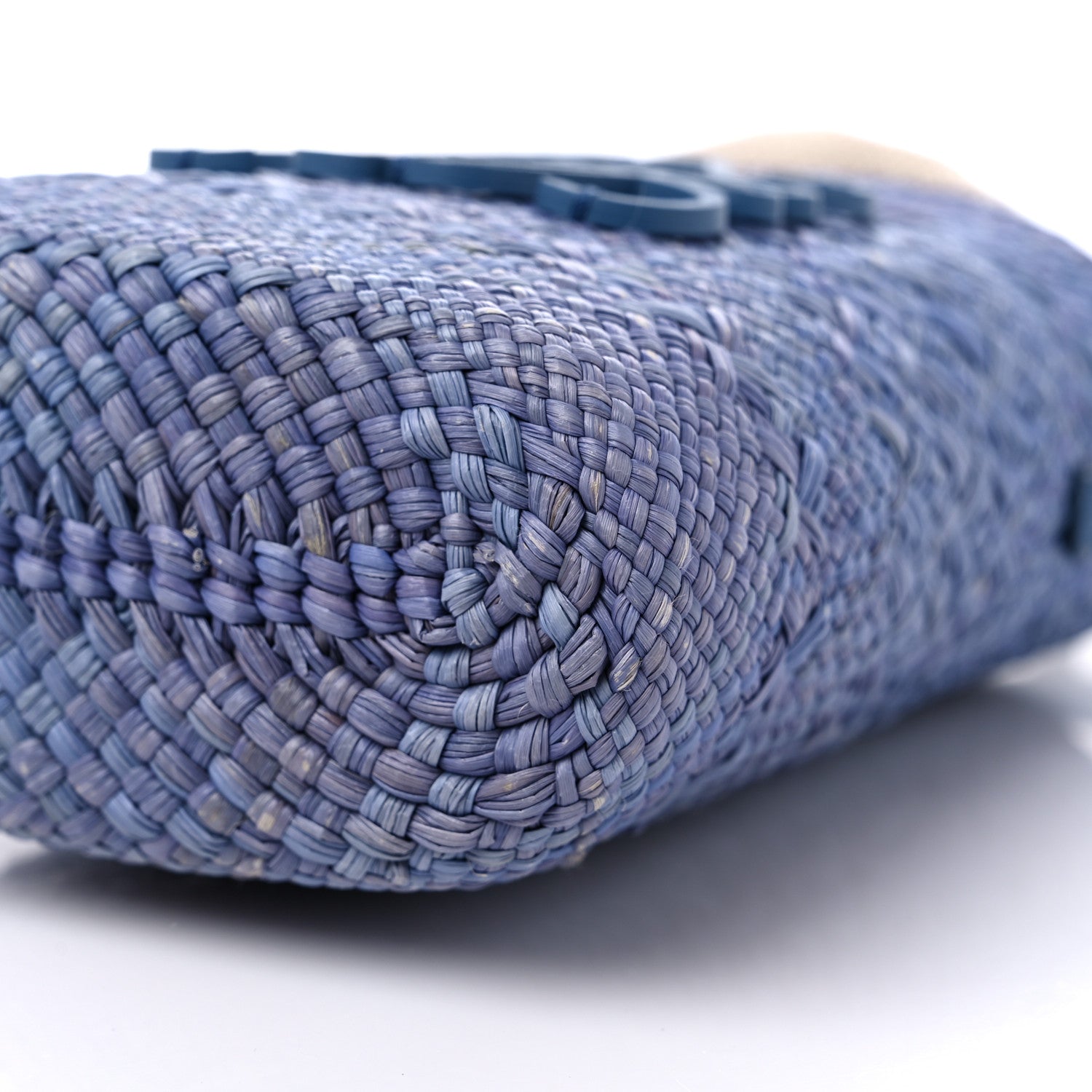 Loewe Calfskin Raffia Paulas Ibiza Square Bucket Bag Blue 9 of 9